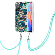 Handyhülle Silikon Hülle Gummi Schutzhülle Flexible Modisch Muster mit Schlüsselband Lanyard Y01B für Xiaomi Redmi Note 11 5G Nachtgrün