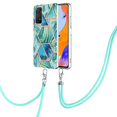 Handyhülle Silikon Hülle Gummi Schutzhülle Flexible Modisch Muster mit Schlüsselband Lanyard Y01B für Xiaomi Redmi Note 11 Pro 4G Grün