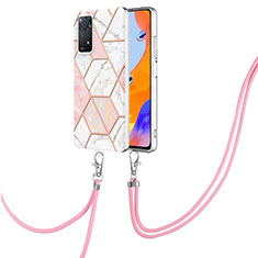 Handyhülle Silikon Hülle Gummi Schutzhülle Flexible Modisch Muster mit Schlüsselband Lanyard Y01B für Xiaomi Redmi Note 11 Pro 4G Rosa