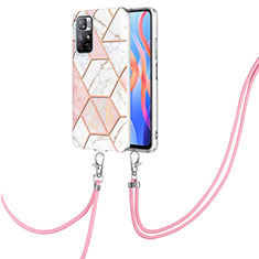 Handyhülle Silikon Hülle Gummi Schutzhülle Flexible Modisch Muster mit Schlüsselband Lanyard Y01B für Xiaomi Redmi Note 11T 5G Rosa