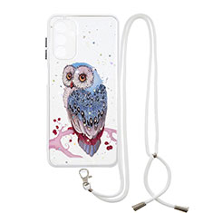 Handyhülle Silikon Hülle Gummi Schutzhülle Flexible Modisch Muster mit Schlüsselband Lanyard Y01X für Samsung Galaxy A04s Plusfarbig