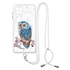 Handyhülle Silikon Hülle Gummi Schutzhülle Flexible Modisch Muster mit Schlüsselband Lanyard Y01X für Samsung Galaxy A22 4G Plusfarbig