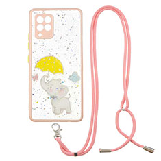 Handyhülle Silikon Hülle Gummi Schutzhülle Flexible Modisch Muster mit Schlüsselband Lanyard Y01X für Samsung Galaxy A42 5G Gelb