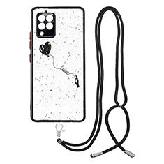 Handyhülle Silikon Hülle Gummi Schutzhülle Flexible Modisch Muster mit Schlüsselband Lanyard Y01X für Samsung Galaxy A42 5G Schwarz