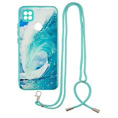 Handyhülle Silikon Hülle Gummi Schutzhülle Flexible Modisch Muster mit Schlüsselband Lanyard Y01X für Xiaomi POCO C3 Grün