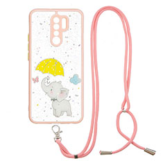 Handyhülle Silikon Hülle Gummi Schutzhülle Flexible Modisch Muster mit Schlüsselband Lanyard Y01X für Xiaomi Poco M2 Gelb