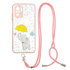 Handyhülle Silikon Hülle Gummi Schutzhülle Flexible Modisch Muster mit Schlüsselband Lanyard Y01X für Xiaomi Poco M5S Gelb