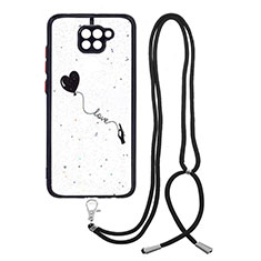 Handyhülle Silikon Hülle Gummi Schutzhülle Flexible Modisch Muster mit Schlüsselband Lanyard Y01X für Xiaomi Redmi 10X 4G Schwarz