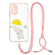 Handyhülle Silikon Hülle Gummi Schutzhülle Flexible Modisch Muster mit Schlüsselband Lanyard Y01X für Xiaomi Redmi 9 Power Gelb