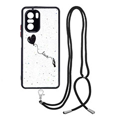 Handyhülle Silikon Hülle Gummi Schutzhülle Flexible Modisch Muster mit Schlüsselband Lanyard Y01X für Xiaomi Redmi K40 5G Schwarz