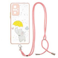 Handyhülle Silikon Hülle Gummi Schutzhülle Flexible Modisch Muster mit Schlüsselband Lanyard Y01X für Xiaomi Redmi Note 10 Pro Max Gelb