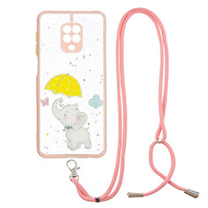 Handyhülle Silikon Hülle Gummi Schutzhülle Flexible Modisch Muster mit Schlüsselband Lanyard Y01X für Xiaomi Redmi Note 9S Gelb