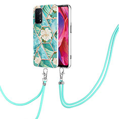 Handyhülle Silikon Hülle Gummi Schutzhülle Flexible Modisch Muster mit Schlüsselband Lanyard Y02B für OnePlus Nord N200 5G Grün