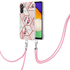 Handyhülle Silikon Hülle Gummi Schutzhülle Flexible Modisch Muster mit Schlüsselband Lanyard Y02B für Samsung Galaxy A13 5G Rosa