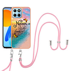 Handyhülle Silikon Hülle Gummi Schutzhülle Flexible Modisch Muster mit Schlüsselband Lanyard Y03B für Huawei Honor X6 5G Plusfarbig