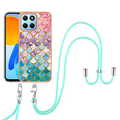 Handyhülle Silikon Hülle Gummi Schutzhülle Flexible Modisch Muster mit Schlüsselband Lanyard Y03B für Huawei Honor X6 Bunt