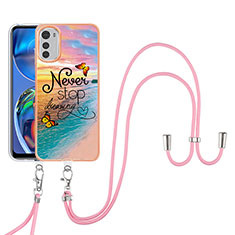 Handyhülle Silikon Hülle Gummi Schutzhülle Flexible Modisch Muster mit Schlüsselband Lanyard Y03B für Motorola Moto E32 Plusfarbig