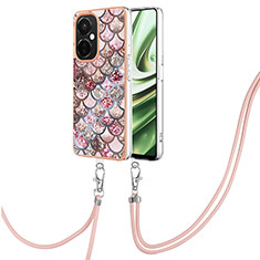 Handyhülle Silikon Hülle Gummi Schutzhülle Flexible Modisch Muster mit Schlüsselband Lanyard Y03B für OnePlus Nord CE 3 Lite 5G Braun