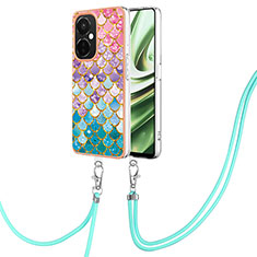 Handyhülle Silikon Hülle Gummi Schutzhülle Flexible Modisch Muster mit Schlüsselband Lanyard Y03B für OnePlus Nord N30 5G Bunt