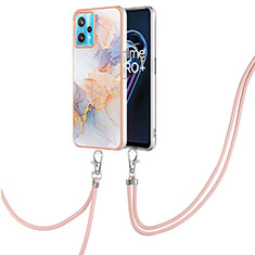 Handyhülle Silikon Hülle Gummi Schutzhülle Flexible Modisch Muster mit Schlüsselband Lanyard Y03B für Realme 9 4G Helles Lila