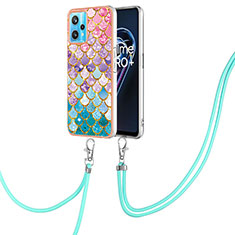 Handyhülle Silikon Hülle Gummi Schutzhülle Flexible Modisch Muster mit Schlüsselband Lanyard Y03B für Realme 9 5G Bunt