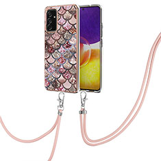 Handyhülle Silikon Hülle Gummi Schutzhülle Flexible Modisch Muster mit Schlüsselband Lanyard Y03B für Samsung Galaxy A05s Braun