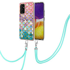 Handyhülle Silikon Hülle Gummi Schutzhülle Flexible Modisch Muster mit Schlüsselband Lanyard Y03B für Samsung Galaxy A05s Bunt