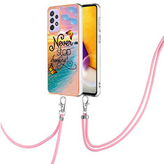 Handyhülle Silikon Hülle Gummi Schutzhülle Flexible Modisch Muster mit Schlüsselband Lanyard Y03B für Samsung Galaxy A23 4G Plusfarbig