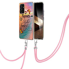 Handyhülle Silikon Hülle Gummi Schutzhülle Flexible Modisch Muster mit Schlüsselband Lanyard Y03B für Samsung Galaxy A55 5G Plusfarbig