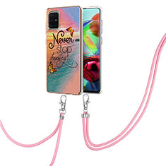 Handyhülle Silikon Hülle Gummi Schutzhülle Flexible Modisch Muster mit Schlüsselband Lanyard Y03B für Samsung Galaxy A71 4G A715 Plusfarbig