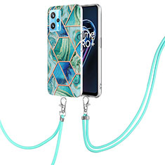 Handyhülle Silikon Hülle Gummi Schutzhülle Flexible Modisch Muster mit Schlüsselband Lanyard Y04B für Realme 9 4G Grün