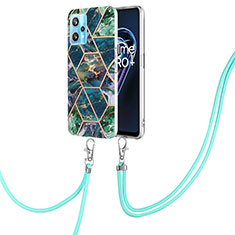 Handyhülle Silikon Hülle Gummi Schutzhülle Flexible Modisch Muster mit Schlüsselband Lanyard Y04B für Realme 9 4G Nachtgrün