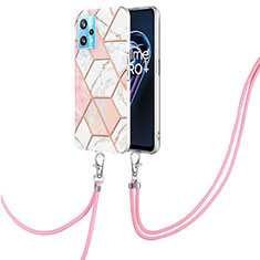 Handyhülle Silikon Hülle Gummi Schutzhülle Flexible Modisch Muster mit Schlüsselband Lanyard Y04B für Realme 9 Pro+ Plus 5G Rosa