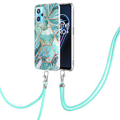 Handyhülle Silikon Hülle Gummi Schutzhülle Flexible Modisch Muster mit Schlüsselband Lanyard Y04B für Realme Narzo 50 Pro 5G Minzgrün