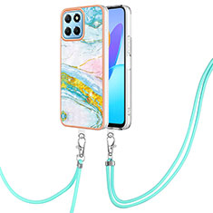 Handyhülle Silikon Hülle Gummi Schutzhülle Flexible Modisch Muster mit Schlüsselband Lanyard Y05B für Huawei Honor 70 Lite 5G Bunt