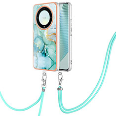 Handyhülle Silikon Hülle Gummi Schutzhülle Flexible Modisch Muster mit Schlüsselband Lanyard Y05B für Huawei Honor Magic5 Lite 5G Grün