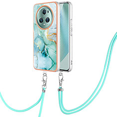 Handyhülle Silikon Hülle Gummi Schutzhülle Flexible Modisch Muster mit Schlüsselband Lanyard Y05B für Huawei Honor Magic5 Pro 5G Grün