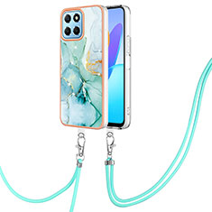 Handyhülle Silikon Hülle Gummi Schutzhülle Flexible Modisch Muster mit Schlüsselband Lanyard Y05B für Huawei Honor X6 5G Grün