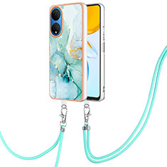 Handyhülle Silikon Hülle Gummi Schutzhülle Flexible Modisch Muster mit Schlüsselband Lanyard Y05B für Huawei Honor X7 Grün