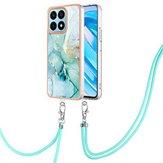 Handyhülle Silikon Hülle Gummi Schutzhülle Flexible Modisch Muster mit Schlüsselband Lanyard Y05B für Huawei Honor X8a 4G Grün