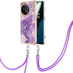 Handyhülle Silikon Hülle Gummi Schutzhülle Flexible Modisch Muster mit Schlüsselband Lanyard Y05B für OnePlus 11 5G Violett