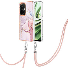 Handyhülle Silikon Hülle Gummi Schutzhülle Flexible Modisch Muster mit Schlüsselband Lanyard Y05B für OnePlus Nord CE 3 5G Rosa