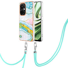 Handyhülle Silikon Hülle Gummi Schutzhülle Flexible Modisch Muster mit Schlüsselband Lanyard Y05B für OnePlus Nord CE 3 Lite 5G Bunt