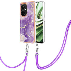 Handyhülle Silikon Hülle Gummi Schutzhülle Flexible Modisch Muster mit Schlüsselband Lanyard Y05B für OnePlus Nord CE 3 Lite 5G Violett