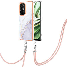 Handyhülle Silikon Hülle Gummi Schutzhülle Flexible Modisch Muster mit Schlüsselband Lanyard Y05B für OnePlus Nord N30 5G Weiß