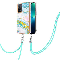 Handyhülle Silikon Hülle Gummi Schutzhülle Flexible Modisch Muster mit Schlüsselband Lanyard Y05B für Oppo A53s 5G Bunt