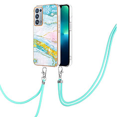 Handyhülle Silikon Hülle Gummi Schutzhülle Flexible Modisch Muster mit Schlüsselband Lanyard Y05B für Oppo Reno6 Pro 5G Bunt