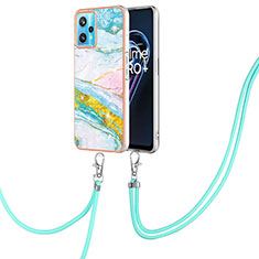 Handyhülle Silikon Hülle Gummi Schutzhülle Flexible Modisch Muster mit Schlüsselband Lanyard Y05B für Realme 9 4G Bunt