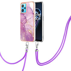 Handyhülle Silikon Hülle Gummi Schutzhülle Flexible Modisch Muster mit Schlüsselband Lanyard Y05B für Realme 9 4G Helles Lila