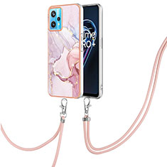 Handyhülle Silikon Hülle Gummi Schutzhülle Flexible Modisch Muster mit Schlüsselband Lanyard Y05B für Realme 9 4G Rosa